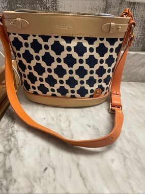 Spartina 449 Navy, Tan & Orange Geometric Crossbody